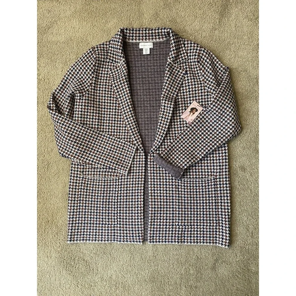 Sincerely Jules Viscose Houndstooth Blazer Black Brown Classic Staple Size XL